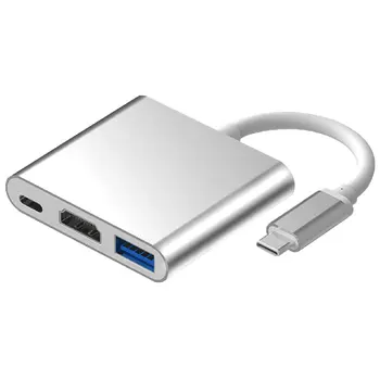 חדש 3 ב-1 Multiport מתאם USB מסוג C-Hub כדי HDMI תואם-4K ה-USB 3.1 המחברת טוענת משטרת ממיר