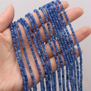 חדשות פנים חרוזים קטנים טבעי קריסטל כחול Quartzs אבן חרוזים לנשים ליצירת תכשיטים צמיד שרשרת גודל 3x2mm