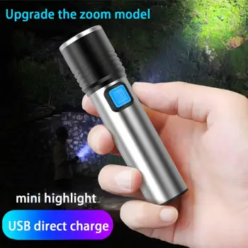 חיצוני פנס אלומיניום עמיד למים פנסים LED USB סוללה מובנית או אופניים מחנאות וטיולים אור פנס כלים