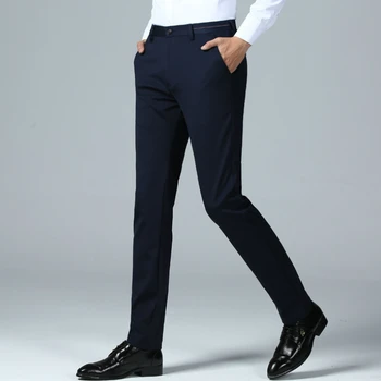 חליפת מכנסיים בגדי מותג העסק מכנסיים Mens מקרית Slim Fit להתלבש מכנסיים קלאסיים ישר אופנה משרד מכנסיים גברים מכנסיים