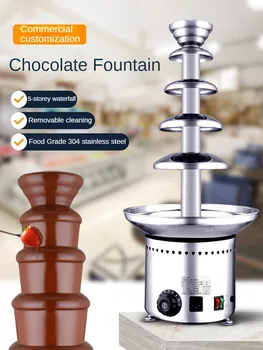 חמש שכבה מזרקת שוקולד, מכונת מסחרי פונדו שוקולד מפל המכונה נירוסטה 미니분수대 шоколадный фонтан мини