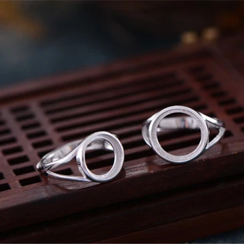 טבעת ריק (10x10mm/12x12mm עגול ריק) לטווח ארוך זהב לבן מצופה 925 טבעת כסף בסיס טבעת מתכווננת הגדרת R667B