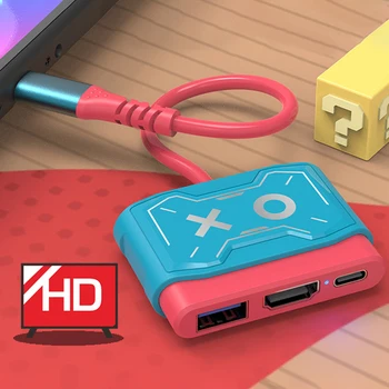 טלוויזיה, תחנת עגינה עבור נינטנדו מתג OLED מתג רציף טעינה מתאם USB C עד 4K HDMI תואם USB 3.0 Hub ממיר וידאו