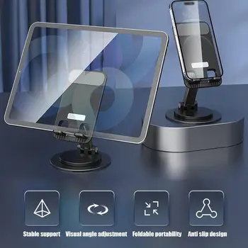 טלפון לוח סגסוגת אלומיניום בעל לעמוד 360 סיבוב מתכוונן קיפול השולחן הטלפון תמיכה עבור IPad Samsung לוח E9K9
