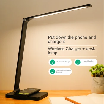 טעינה אלחוטית Led מנורות שולחן USB עין-הגנה מנורת שולחן 5 Dimable רמה מגע, תאורה עבור חדר השינה ליד המיטה קריאה