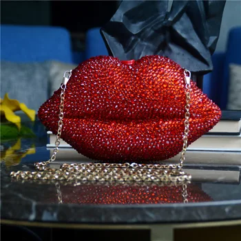 יוקרה יהלומים ערב מצמד שקיות מסיבת חתונה תיק נוצצות אקריליק שפתון אדום שרשרת הארנק ואת תיקי מעצבים באיכות גבוהה