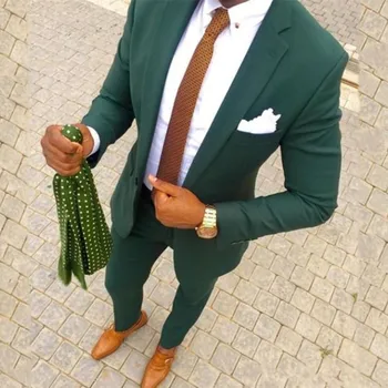 ירוק חליפות גברים תחפושת Homme גברים ביגוד חליפות עסקים לגברים סיבתי מתאים Terno Masculino החתן חליפות 2PCS(קט+מכנסיים)