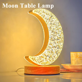 כוכב הירח מנורת שולחן אומנות יצירתית, קישוט קישוט חדר השינה ליד המיטה קטנה השולחן מנורת לילה אווירה רומנטית מתנה