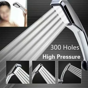 כף יד מקלחת רבת עוצמה לחץ גבוה 300 חור אמבטיה חיסכון במים המרסס ממטרה אמבטיה אלקטרוליטי ABS 21x7cm