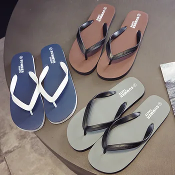 כפכפים נעלי גברים קיץ אופנה מזדמן החלקה זוג כפכפים לנשימה החוף מוצק צבע נוח Slippper 2023