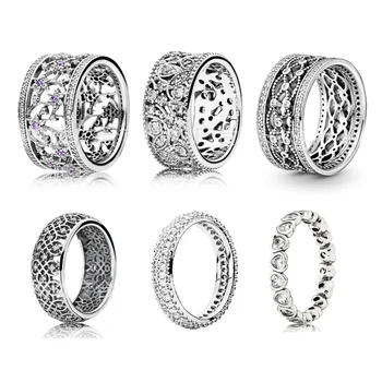 ל 2022 חדש אופנה 925 כסף סטרלינג יהלום פשוטה רטרו קשת עגול מלא יהלומים של נשים סיטונאי טבעת קמע תבנית חלולה.