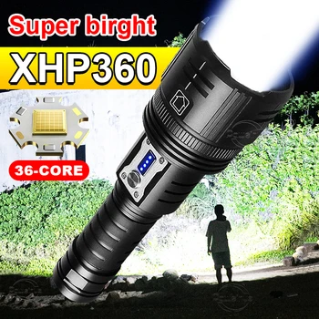 לומן גבוה XHP360 חזק פנס Led נטענת טקטי הפנס USB XHP50 מתח גבוה היד מנורת פנס עבור קמפינג