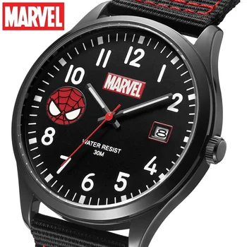 מארוול מקורי עכביש האיש ילדים מצויר קוורץ שעון היד הנוקם, קפטן אמריקה, איירון רצועת ניילון ילד התלמיד תאריך שעון