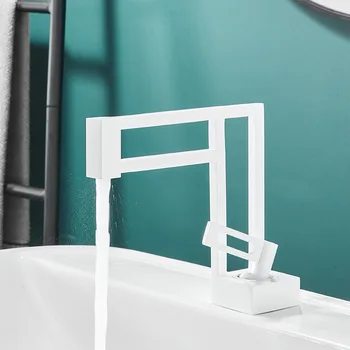 מודרני אגן אמבטיה ברזים כיכר כלי כיור עיצוב ייחודי מיקסר ידית אחת הסיפון הר קר ברז מים חמים