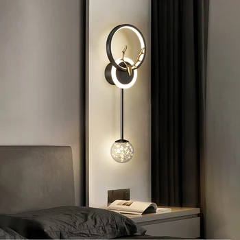 מודרני אנטלר LED מנורות קיר עבור חדר השינה ללמוד המיטה מקורה במעבר מנורות קיר גופי תאורה בחדר המדרגות במעבר השינה עיצוב הבית
