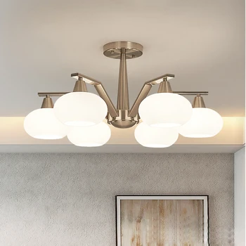 מודרני הברק ניקל מטאל Led התקרה נברשות תאורה חיים עיצוב חדר תליון המנורה בבית חדר השינה תלוי אורות