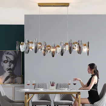 מודרני זמן מסעדת קריסטל תליון אור-High-end Hotel Villa LED בסלון נברשת יצירתי בר מועדון אמנות תלויות מנורות