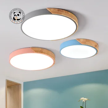 מודרני מעצב אור תקרת LED LED דק מנורת עץ תאורה פשוט ונעים, סלון עיצוב הבית מרפסת Macaron מנורת תקרה