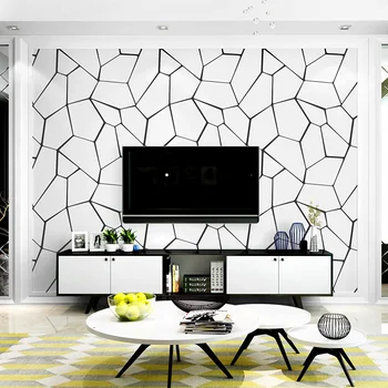 מודרני פשוט, שחור לבן ארוגים הסלון, חדר השינה, חדר האוכל, קולנוע ו טלוויזיה נייר קיר בסגנון נורדי טלוויזיה