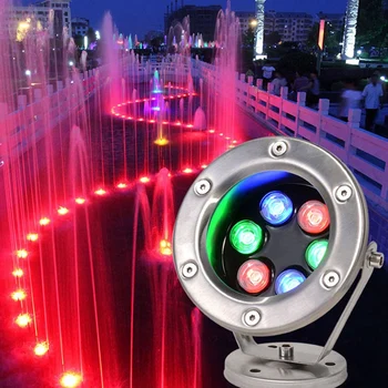 מזרקה נירוסטה LED זווית מתכווננת IP68 AC 12V RGB מרובה צבעים מתחלפים, בריכת שחייה המנורה
