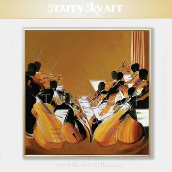 ממוסגרים יד-צבוע באיכות גבוהה מופשט מוזיקאי קונצרט ציור שמן על בד מוזיקאי משחק נגינה הציור