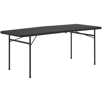 מעמודי התווך 6 רגל קיפול פלסטיק שולחן מתקפל, שחורה שולחן שולחן שולחן קמפינג מחנאות חיצונית שולחן