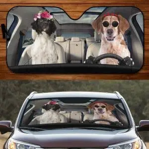 מצחיק בריטני ספניאל נהיגה זר, משקפיים כלב מכונית משפחתית שמשיה, בריטני ספנייל חלון המכונית שמש כיסוי, הרכב Windsh
