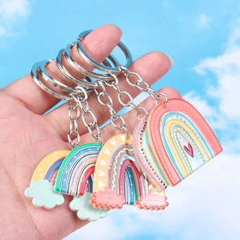 מקסים אמייל שרף קשת Keychain מפתח טבעת מתוק הקיץ ענן בענן מחזיקי מפתחות עבור נשים גברים תיק אביזרי רכב