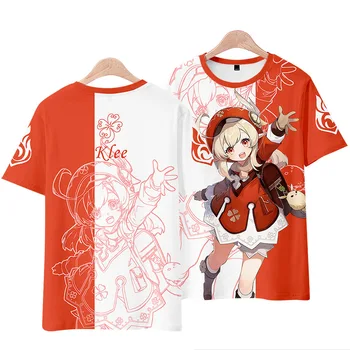 משחק אנימה Genshin השפעה הדפסת 3D ילדים צוואר עגול חולצות קליי דפוס חמוד אלמנט ילד ילדה מקסימום בקיץ בגדי ילדים