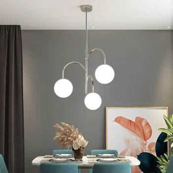 נורדי chrome נברשת מינימליסטי מעצב סילבר תאורה בסלון מנורה השינה ללמוד האוכל תלוי תאורה