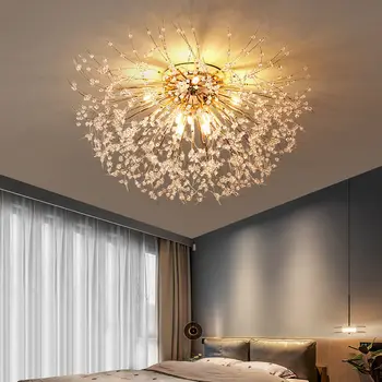 נורדי אור גביש יוקרה השינה מנורת LED חם גחלילית המנורה המודרני סלון חדר אוכל שן הארי תקרה מנורת LED