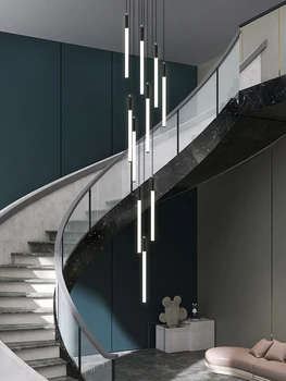 נורדי נברשת תאורה פנימית LED מודרני הגג מנורות מעצב וילה סלון ביתי מדרגות נברשת מתכוונן