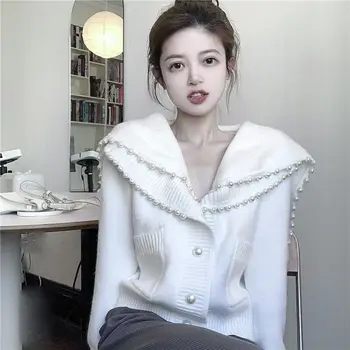 נשים בגדים 2022 סתיו החורף חדש קרדיגן אופנתי פופ בסגנון קוריאני קטן סריגים סוודר ז ' קט לנשים