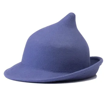 נשים בנות ליל כל הקדושים הגיע לשיאו כובע סגול סאטן המכשפה Cosplay כובע מסיבת תחפושות אביזר