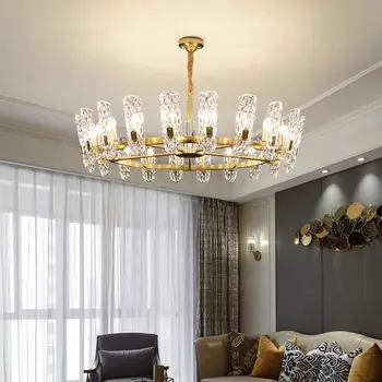 סגנון אמריקאי האור בסלון עיצוב חדש תקרה נברשת הובילה הברק של מטבח קישוט חדר השינה קריסטל מנורת נורדי