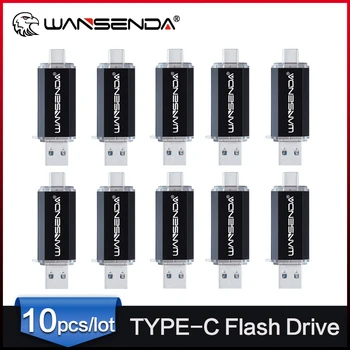סיטוני 10Pcs/הרבה WANSENDA סוג C USB 3.0 Flash Drive במהירות גבוהה Thumbdrive 256GB 128GB 64GB 32GB אחסון חיצוני Pendrive