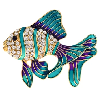 סינדי שיאנג יפה דגים טרופיים צבעוניים סיכות עבור Wmen 3 צבעים זמינים חיה סיכת יהלומים מלאכותיים נוצצים אביזרים