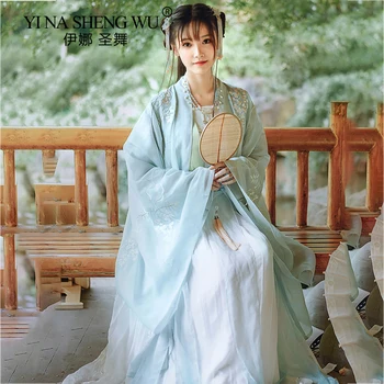 סינית עתיקה מסורתית Hanfu עבור נשים טאנג שושלת אלגנטי פיות רקמה קלע העליון חצאית Cosplay תלבושות 3PCS סטים