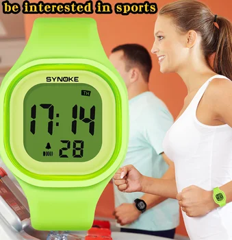 ספורט נשים גברים שעון עצר שעון העצר LED אור שחור דיגיטלי שעוני היד 30M עמיד למים שעון מעורר