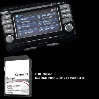 עבור ניסאן X-טרייל 2016 2017 Connect3 LCNKEV7 מפת ניווט 16GB חדש עדכון גרסה כרטיס SD