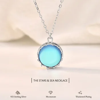 עיצוב מקורי של כוכב הים שרשרת תליון עם כחול ירח לנשים, יום נישואין, יום האהבה בסדר תכשיטים מתנה
