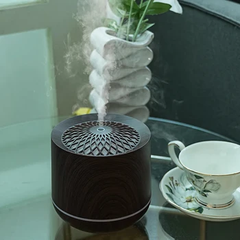 עץ תבואה ארומתרפיה חיוני שמן מפזר עם Coloful מנורת LED הביתה חשמלי קולי מגניב Mist ניחוח אוויר מכשיר אדים