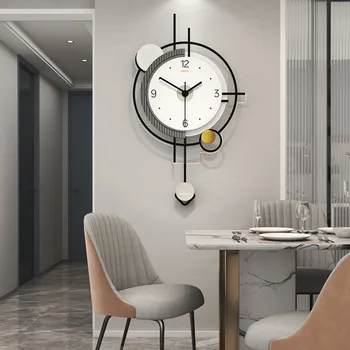 פנים קלאסי קיר שעון עגול שקט מתכת מסוגנן אלקטרוני הקיר בסלון שעונים מודרני Orologio דה Parete עיצוב הבית