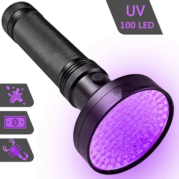 פנס UV 100 LED אור 395 nm, UV-פנס אולטרה סגול לפיד אור שחור גלאי יבש חיות מחמד כתמי שתן באג