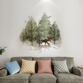 פסטורלי בסלון בסגנון קישוט קיר יער הרוח צמח קישוט קיר יצירתי תלת מימדי קישוט ברזל חשיל