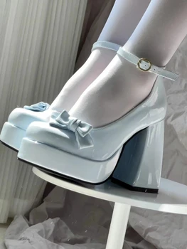 קוריאה סגנון אופנה מרי ג ' יין נעליים נשים קשת לוליטה Kawaii נעלי פלטפורמה נשית אבזם נסיכה נעלי מעצבים 2023 סתיו