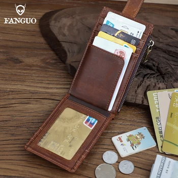 קיבולת גדולה כרטיס תיק עור אמיתי חריץ כרטיס אשראי תעודות הזהות מקרה לכסות נייד כרטיס אחסון הארנק רוכסן ארנק מטבעות