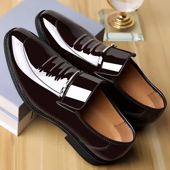 קלאסי נעלי עור עבור גברים להחליק על מחודד בוהן אוקספורד רשמית מסיבת חתונה המשרד לבוש עסקי מזדמן נעלי זכר