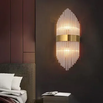קריסטל מנורת קיר סקנדינבי מודרני מינימליסטי יצירתי אור יוקרה רקע קיר במעבר המדרגות הסלון לחדר השינה ליד המיטה מנורה