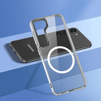 קשה Clear Case for Samsung Galaxy S23 אולטרה פלוס 5G על Magsafe אלחוטית יוקרה כיסוי שקוף, עמיד הלם הטלפון פגז